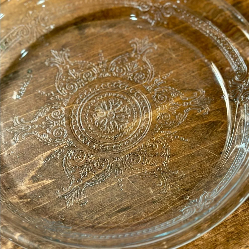 Vintage Fire King Clear Ornate Pie Plate